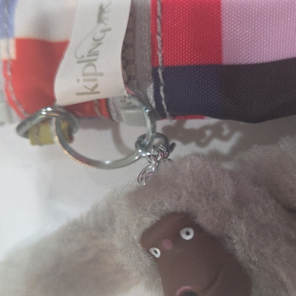 Kipling Rainbow Color Checkerboard 3 Zipper Pouch Nylon Crossbody Shoulder Bag . - Picture 7 of 10